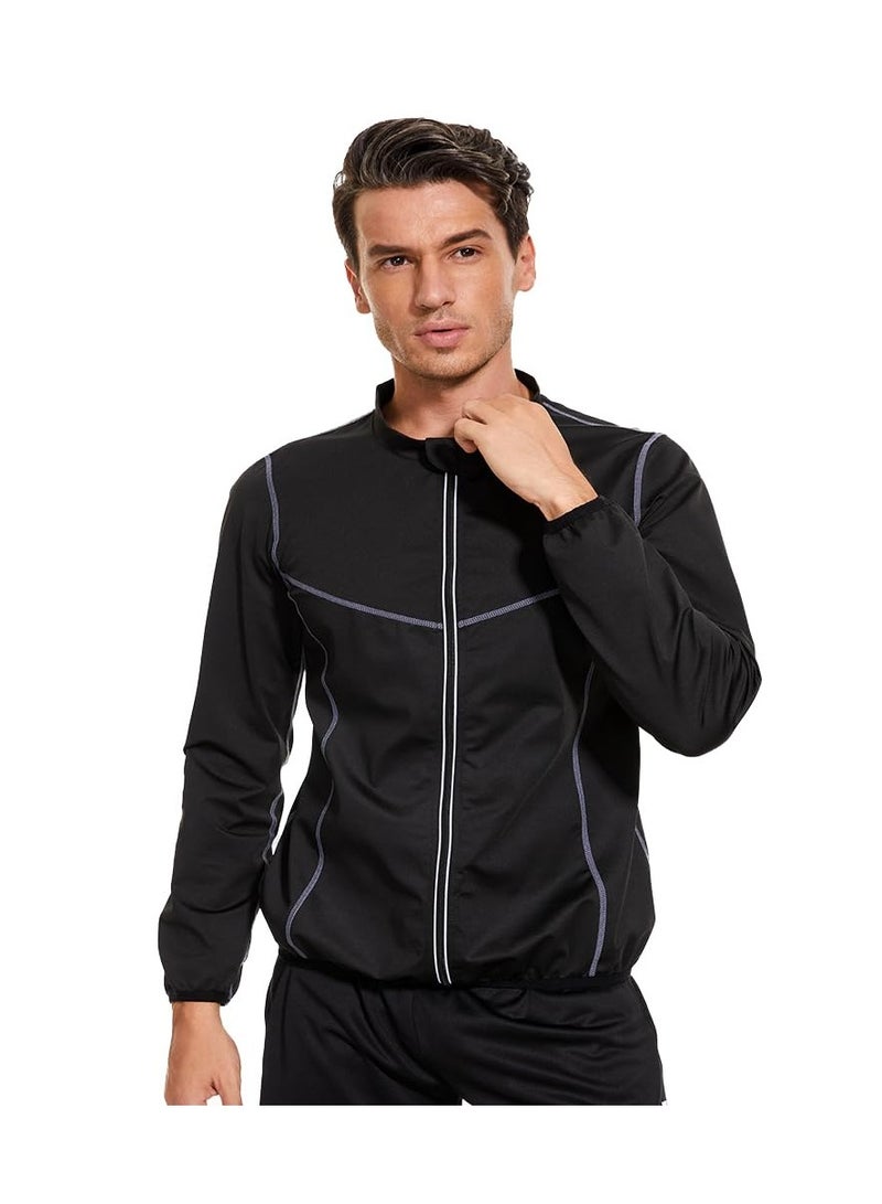 SYOSI Men Sauna Suit Sweat Suits Durable Gym Exercise Workout Jacket Weight Loss Top Man Sweat Top Zipper Slimming Fitness Size L  - Image 4