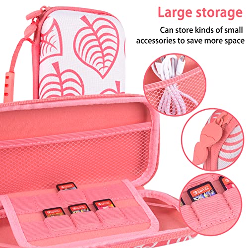 TIKOdirect Carrying Case for Nintendo Switch lite, Shockproof Portable Travel Bag with Glitter Galaxy cover, Screen Protectors and Cute Leaf Thumb Grips Caps, Animal Crossing Pink - Image 2