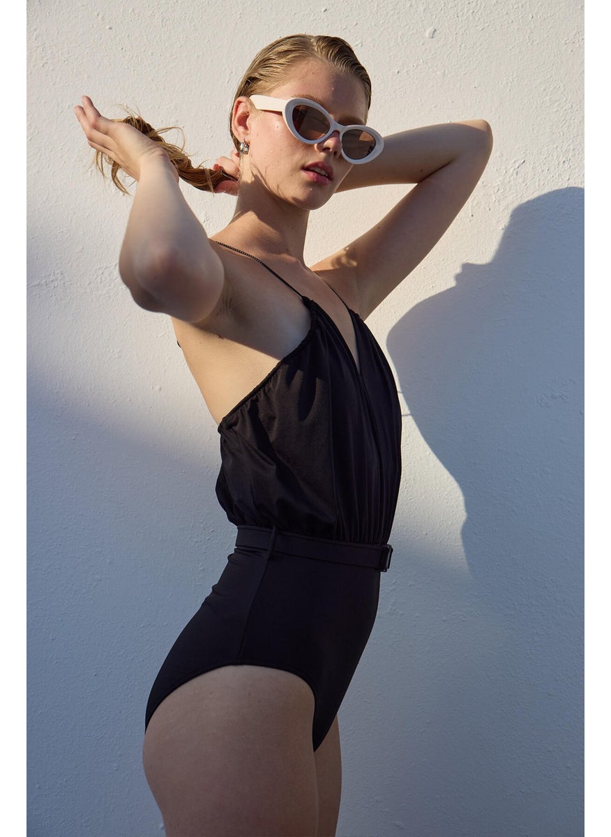 Manuka - Belted Swimsuit Black - Image 1