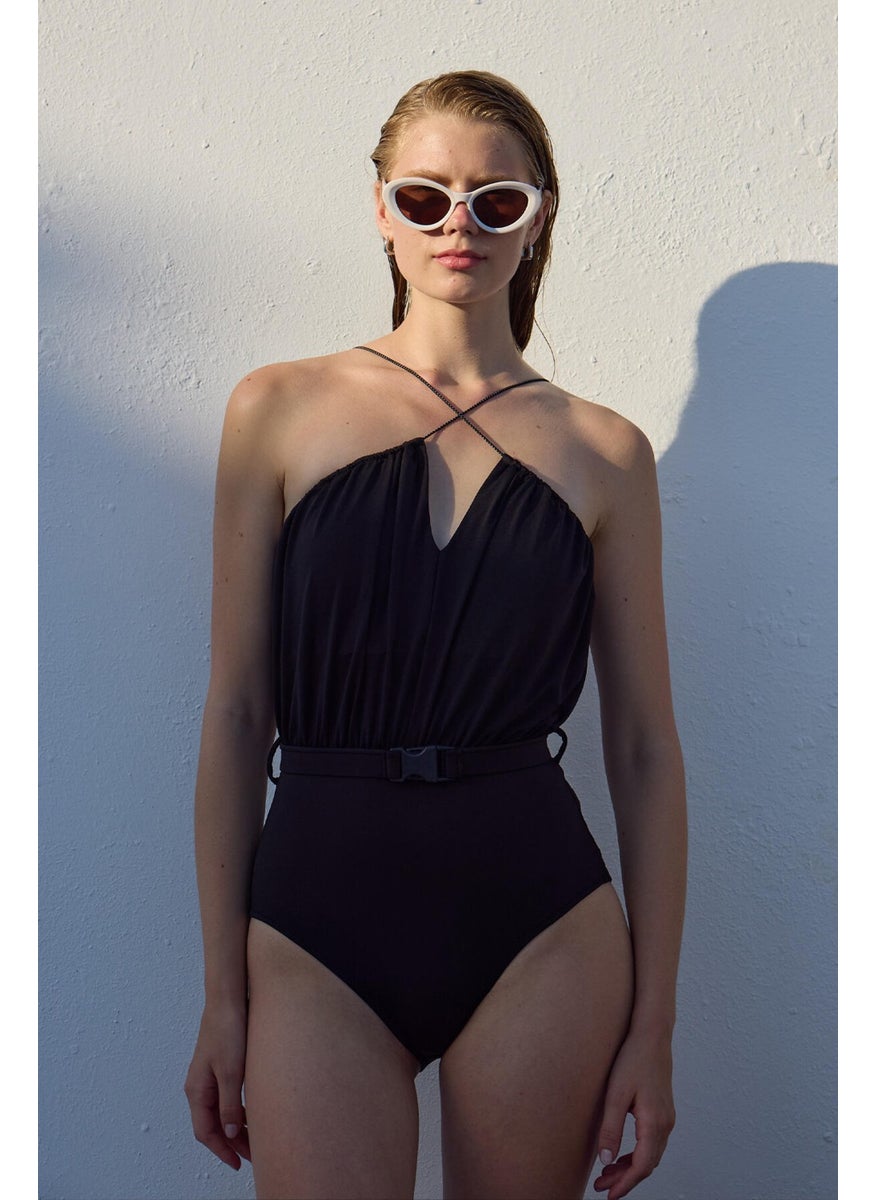 Manuka - Belted Swimsuit Black - Image 1