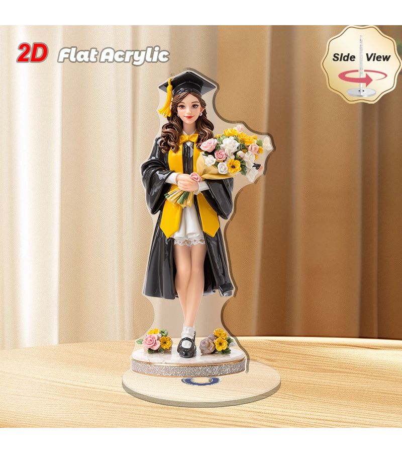 2d Flat Rotating Acrylic Desk Decoration With Graduate Figure And Flowers For Celebrating Achievements And Special Events Model A - Image 5