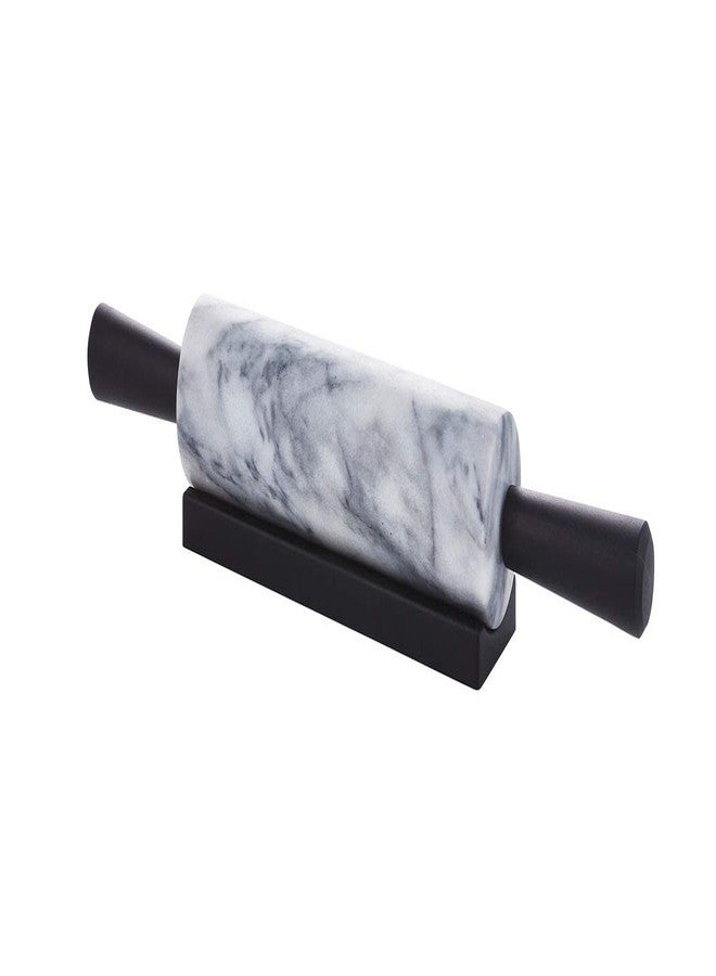 JEmarble Rolling Pin-Plastic Handles(White)(Premium Quality) Polished Surface 18-inch(10"Barrel) Genuine Stone Non-stick Save Effort Easy to Clean - Image 1