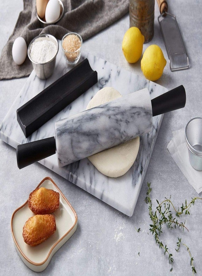 JEmarble Rolling Pin-Plastic Handles(White)(Premium Quality) Polished Surface 18-inch(10"Barrel) Genuine Stone Non-stick Save Effort Easy to Clean - Image 4