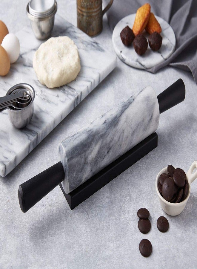 JEmarble Rolling Pin-Plastic Handles(White)(Premium Quality) Polished Surface 18-inch(10"Barrel) Genuine Stone Non-stick Save Effort Easy to Clean - Image 5