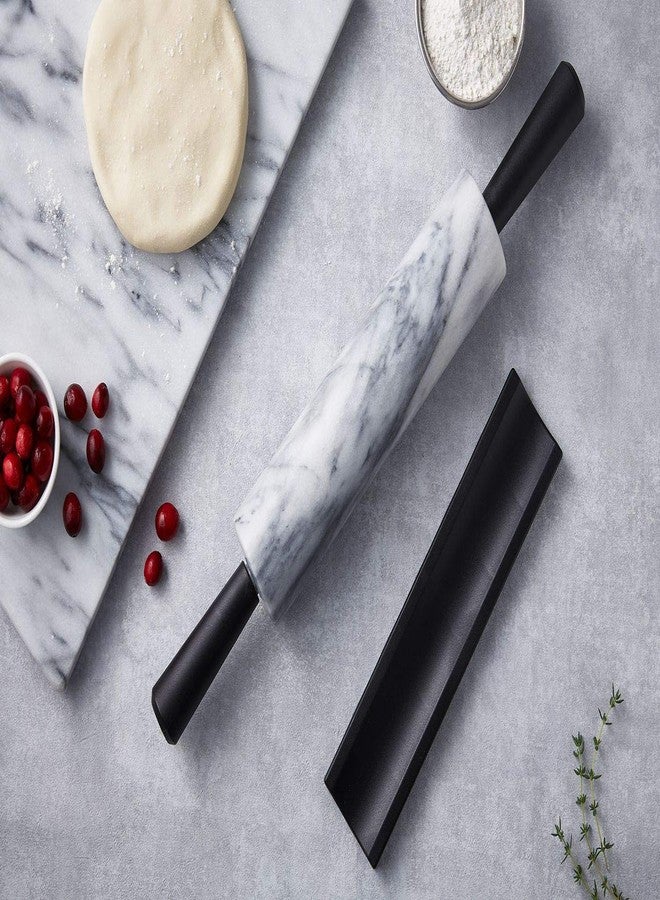 JEmarble Rolling Pin-Plastic Handles(White)(Premium Quality) Polished Surface 18-inch(10"Barrel) Genuine Stone Non-stick Save Effort Easy to Clean - Image 3