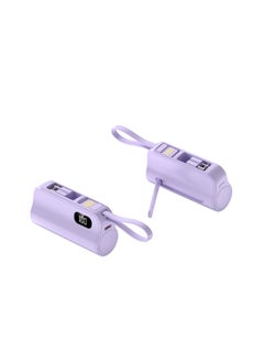 Generic Mini Charging Treasure Capsule Hidden Double Plug Self-cable In-line Mobile Power Printed Logo-Color:Purple Double Plug [Type-c Apple]]-Power Supply Capacity:5000 Mah [10w Ordinary Charging Version]  - Image 1