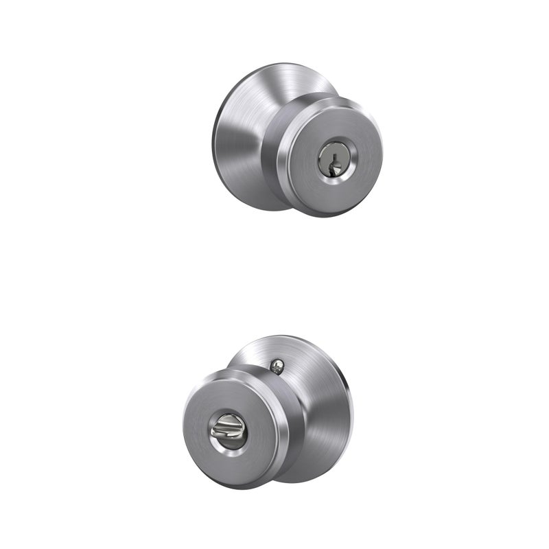 SCHLAGE F51A BWE 626 Bowery Knob Keyed Entry Lock Satin Chrome - Image 2