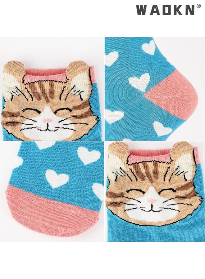 WAOKN 5pcs women Cat Socks Cute Middle Socks , Women's Cute Animal Socks Gifts , suitable for Women , Wife , Mom , Girlfriend and Daughter , soft and comfortable , fashion and cartoon cute , cotton material . - Image 4