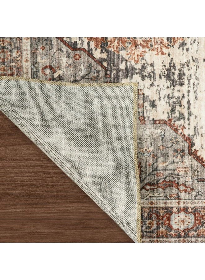 RUUGME Washable 10x14 Area Rugs - Large Rugs for Living Room Stain Resistant Carpet Vintage Rugs for Bedroom with Non Slip Backing Home Decor Floor Decoration Mat 10x14 Brick - Image 5