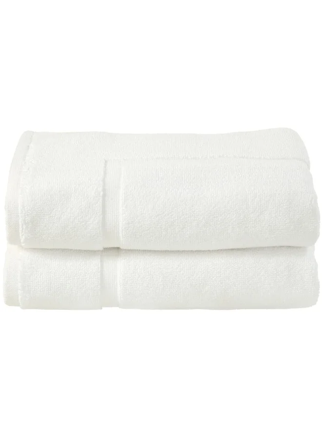 Bliss Casa Bath Mat 2-Pieces 1000 GSM Genuine Ring Spun 100% Cotton Highly Absorbent Cotton White 50x80cm