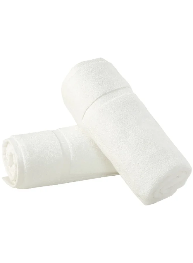 Bliss Casa Bath Mat 2-Pieces 1000 GSM Genuine Ring Spun 100% Cotton Highly Absorbent Cotton White 50x80cm