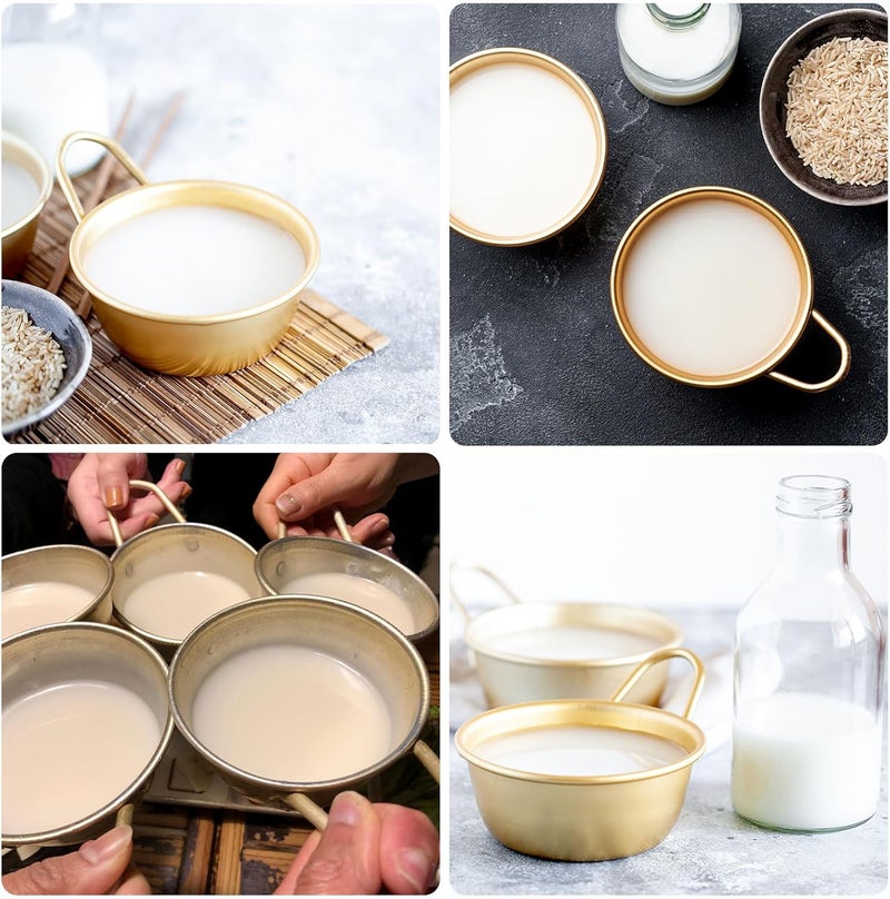 uxcell 2 Pcs Korean Traditional Wine Bowls 563 Inch 304 Stainless Steel Raw Rice Wine Cup Sauce Bowls with Handle for Hiking Camping Soup Dish Black - Image 5