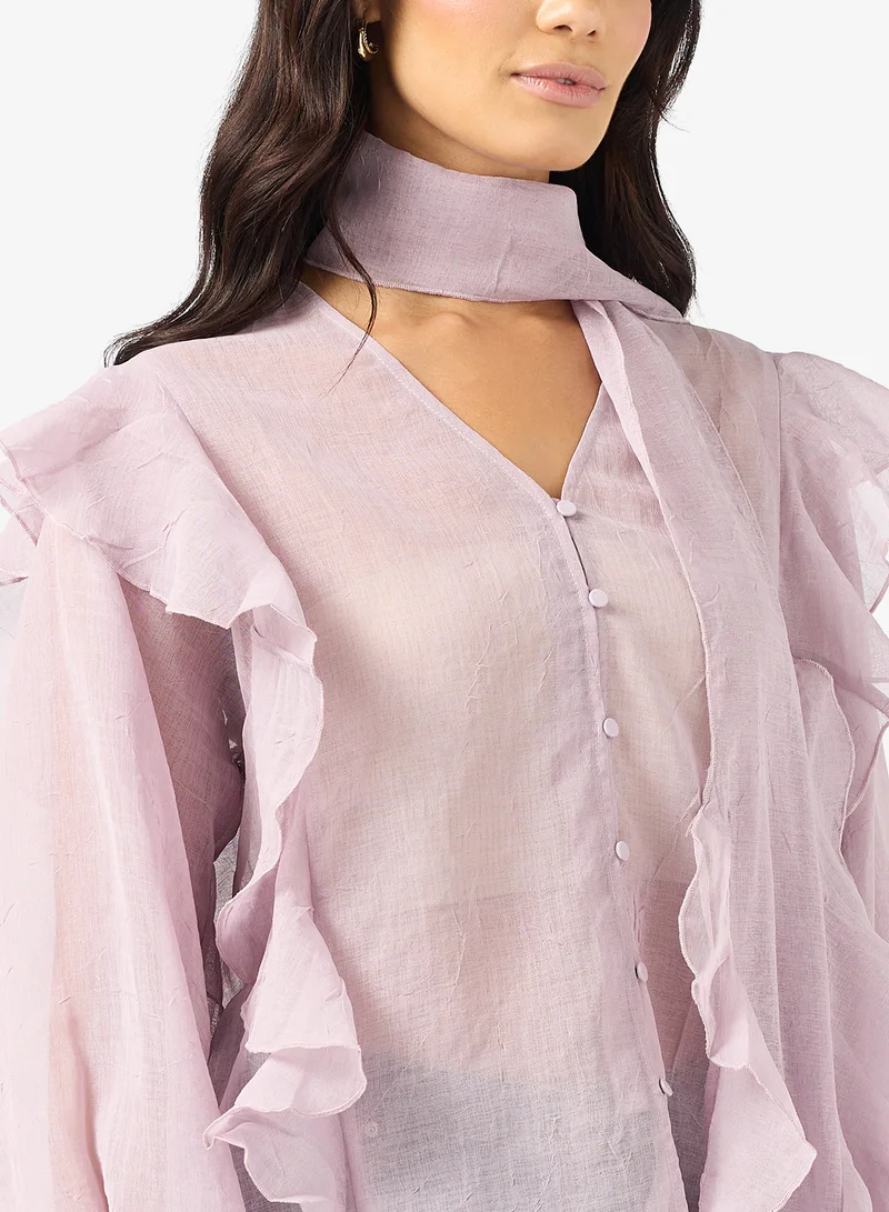 فيرو مودا SABRINA Long sleeve SCARF FLOUNCE TOP