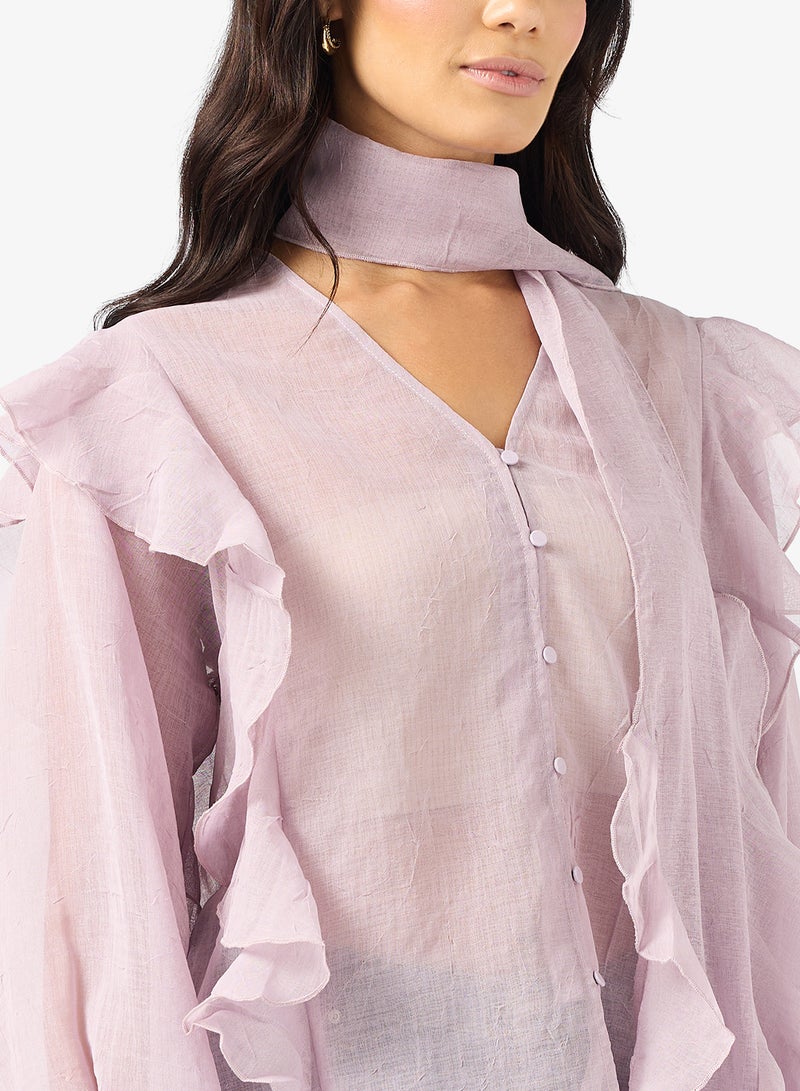 VERO MODA SABRINA Long sleeve SCARF FLOUNCE TOP - Image 3