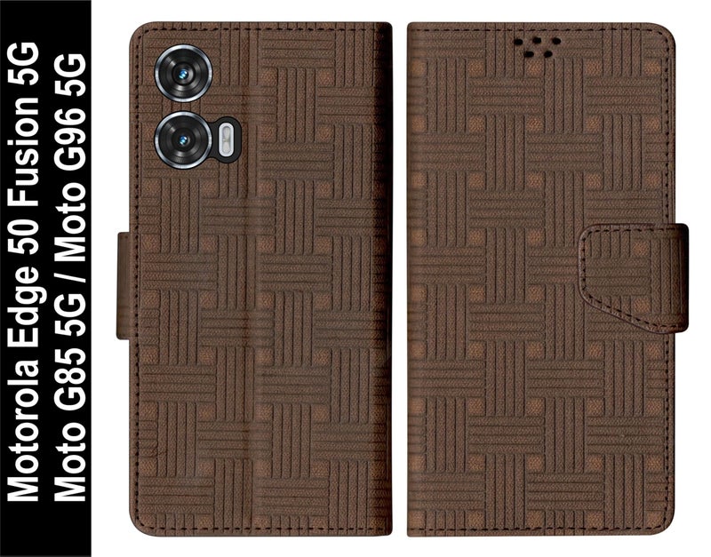 SBMS Faux Leather Flip Cover for Motorola G96 5G / Moto Edge 50 Fusion 5G / Moto G85 5G Flip Cover Case Back Cover Case with Magnatic Closure | Inbuilt Stand | Card & Money Pocket (Mat Brown) - Image 2