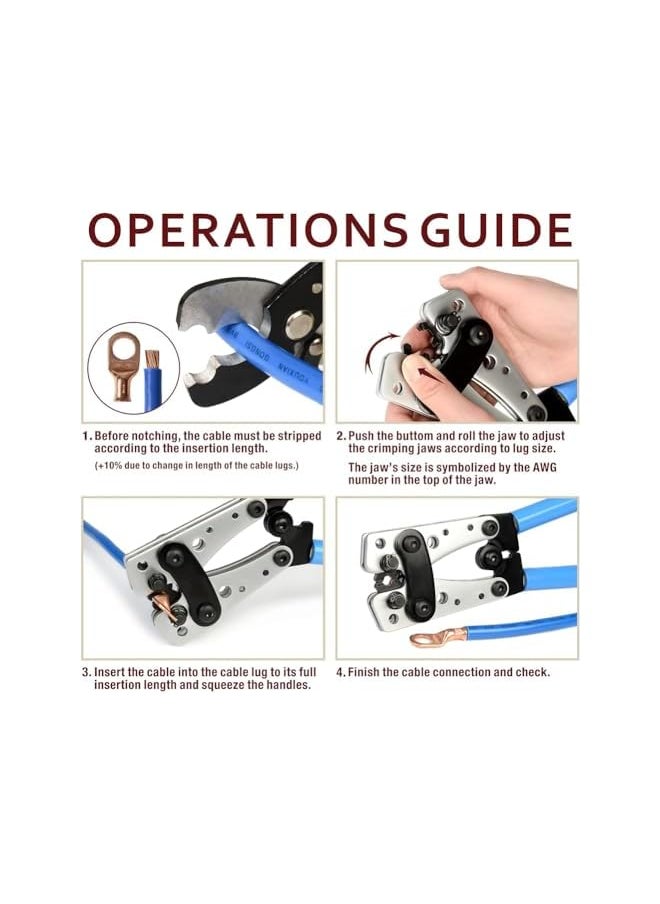 PROMASS promass Battery Cable Lug Crimping Tool, Wire Crimper Tool, Heavy Duty Crimper for Wire Lugs, AWG 10-1/0 for Heavy Duty Wire Lugs, Battery Terminal, Copper Lugs Terminals  - Image 3