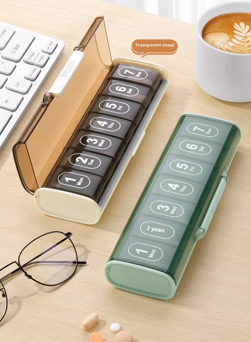 lebonaer Weekly (7-Day) Pill Case, Medicine Planner, Vitamin Organizer Box, Convenient and Easy to Use, Large Compartments, Travel Friendly, BPA Free (Green)  - Image 3