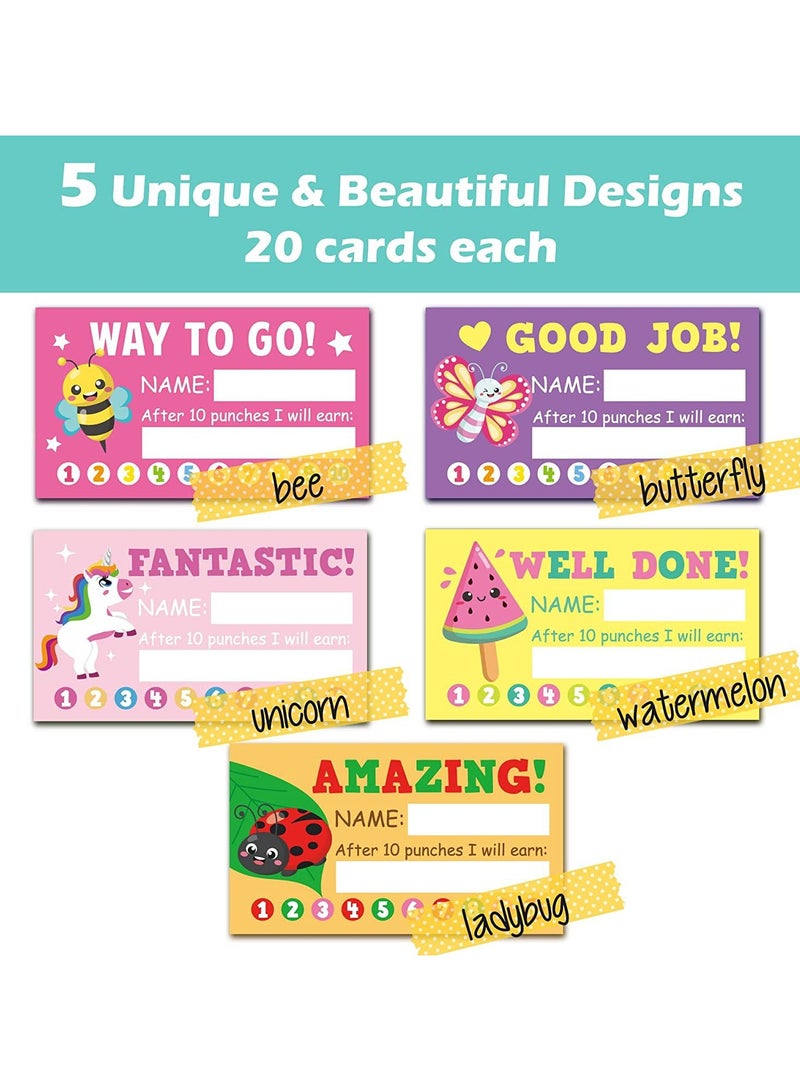 Behavior Punch Cards for Kids Classroom, Pack of 250 Reward Punch Cards - Incentive and Loyalty Cards for Business, Classroom, and Students - Student Awards, Teachers - 2 x 3 inches, 5 Styles - Image 4