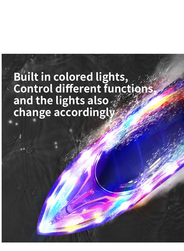 JJRIC Water High-Speed Speedboat Switch Reset Lights Remote Control Boat Children's Toy Remote Control Electric Boat - Image 3