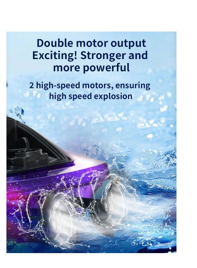 JJRIC Water High-Speed Speedboat Switch Reset Lights Remote Control Boat Children's Toy Remote Control Electric Boat - Image 4