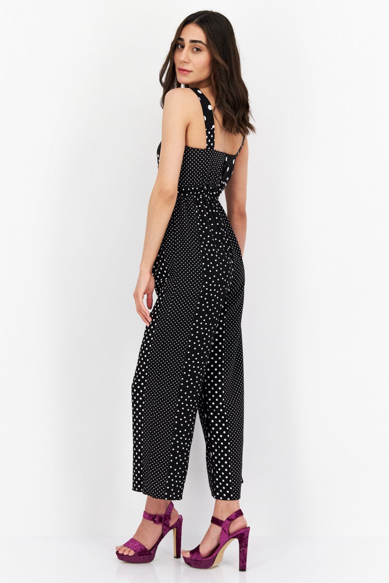 Miss Selfridge Women Petite Polka Dots Sleeveless Jumpsuit, Black - Image 3