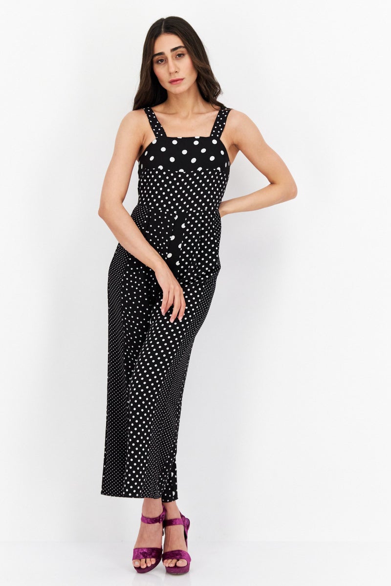 Miss Selfridge Women Petite Polka Dots Sleeveless Jumpsuit, Black - Image 1