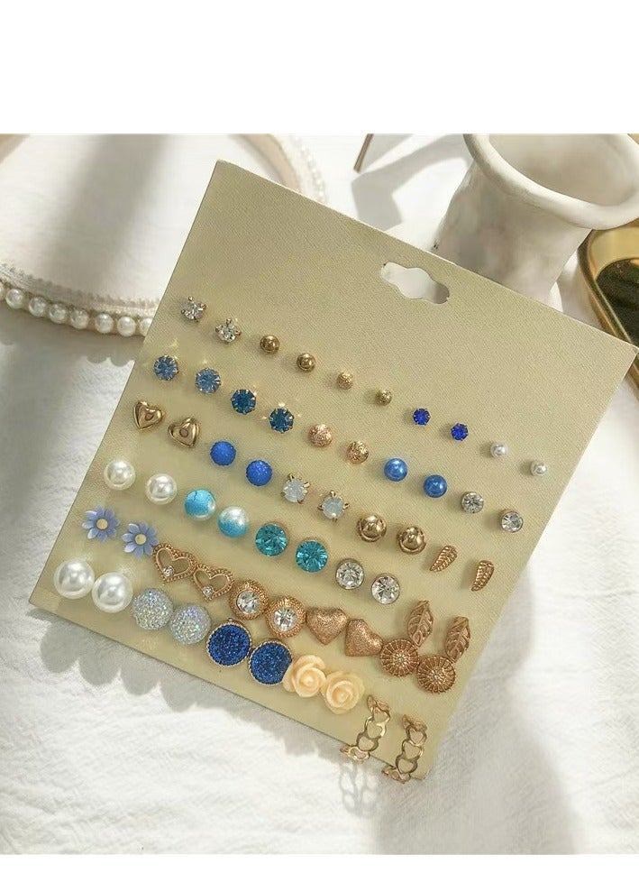Fashion 30 Pairs Earrings Combo Set Latest Stylish Crystal Pearl Earrings for Women and Girls  - Image 2