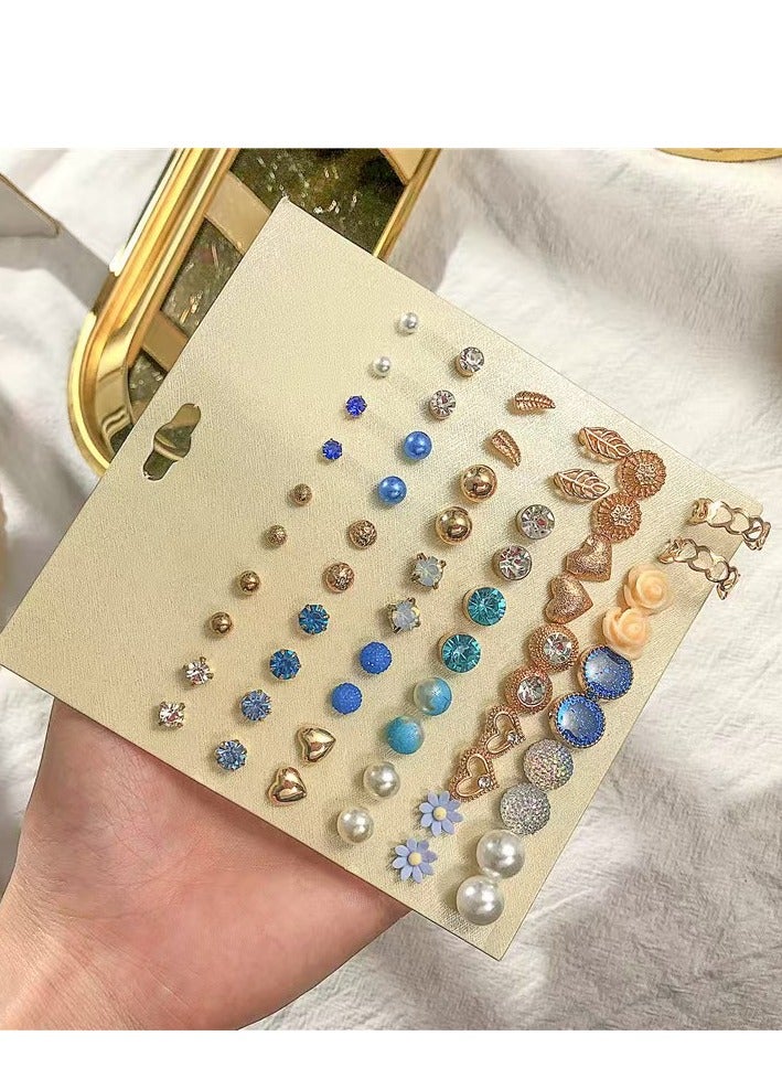 Fashion 30 Pairs Earrings Combo Set Latest Stylish Crystal Pearl Earrings for Women and Girls  - Image 3