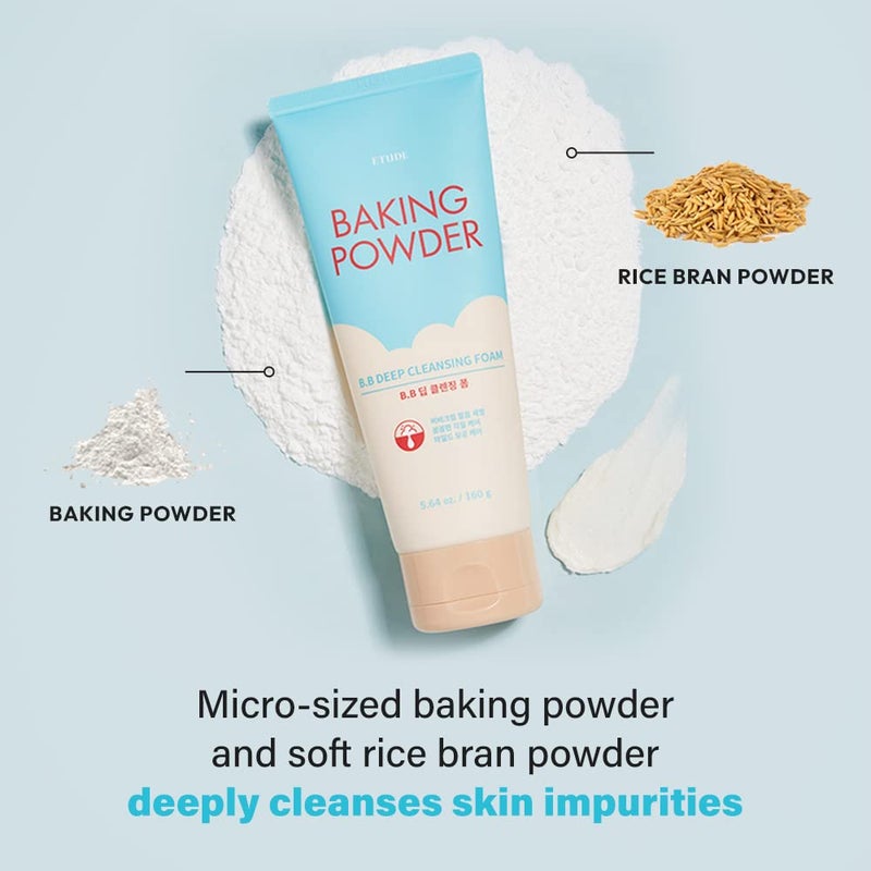 ETUDE Baking Powder B.B Deep Cleansing Foam, 5.4 fl.oz.(160ml) (21AD) | Perfect Cleansing and Peeling, Removes Pore Waste and Dead Skin Cells, Korean Skin Care, Kbeauty, Perfect for Gift - Image 3