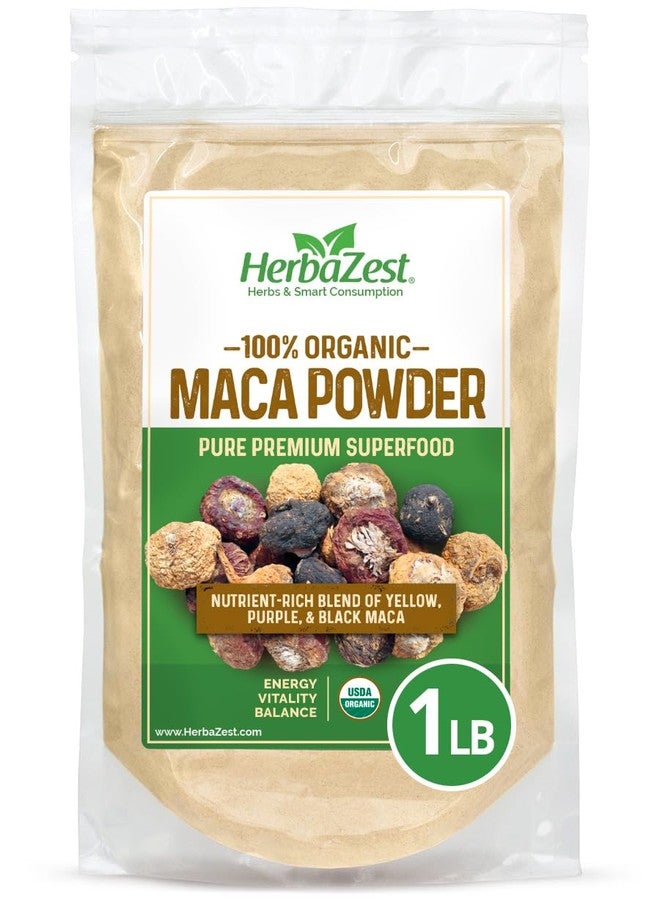 HerbaZest Maca Powder Organic – 1 LB – USDA Certified, Vegan & Gluten Free Superfood – Perfect for Smoothies, Juices, Baking, Yogurt & Cereal - Image 1
