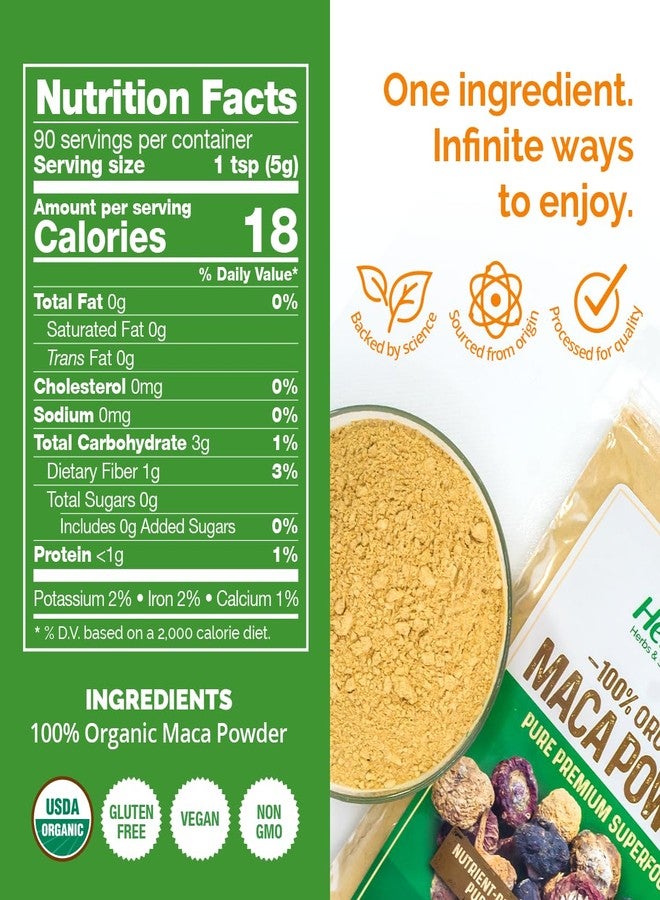 HerbaZest Maca Powder Organic – 1 LB – USDA Certified, Vegan & Gluten Free Superfood – Perfect for Smoothies, Juices, Baking, Yogurt & Cereal - Image 2