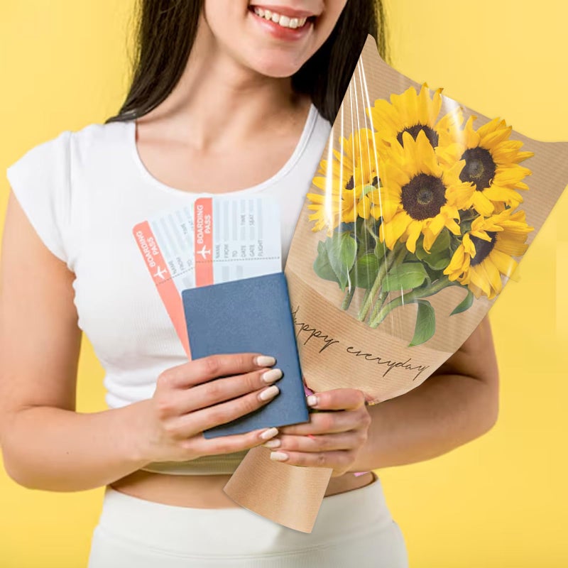 Hying 20 Pieces Flower Wrapping Bags for Bouquets, Floral Packing Sleeves Kraft Paper Bouquet Bags Wrapping Sleeves for Teacher Graduation Wedding Mother's Day Gift - Image 4