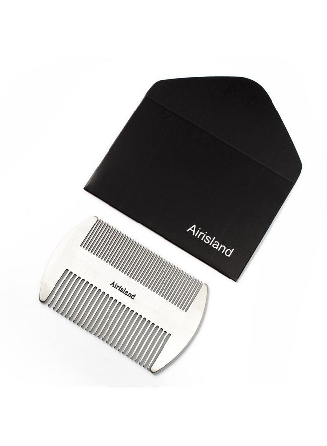 Airisland Dual Action Stainless Steel EDC Credit Card Size Comb Wallet Comb Pocket Comb Anti-Static Hair Comb Beard Mustache Comb for Man - Image 4