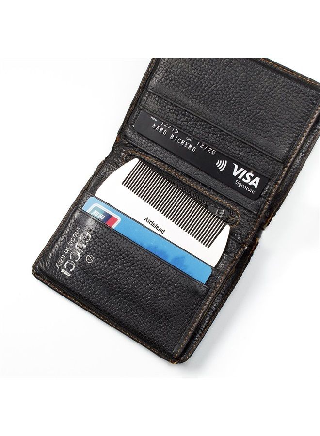 Airisland Dual Action Stainless Steel EDC Credit Card Size Comb Wallet Comb Pocket Comb Anti-Static Hair Comb Beard Mustache Comb for Man - Image 3