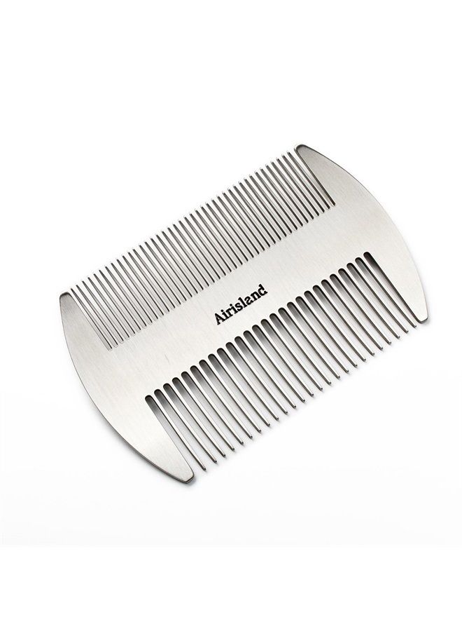 Airisland Dual Action Stainless Steel EDC Credit Card Size Comb Wallet Comb Pocket Comb Anti-Static Hair Comb Beard Mustache Comb for Man - Image 1