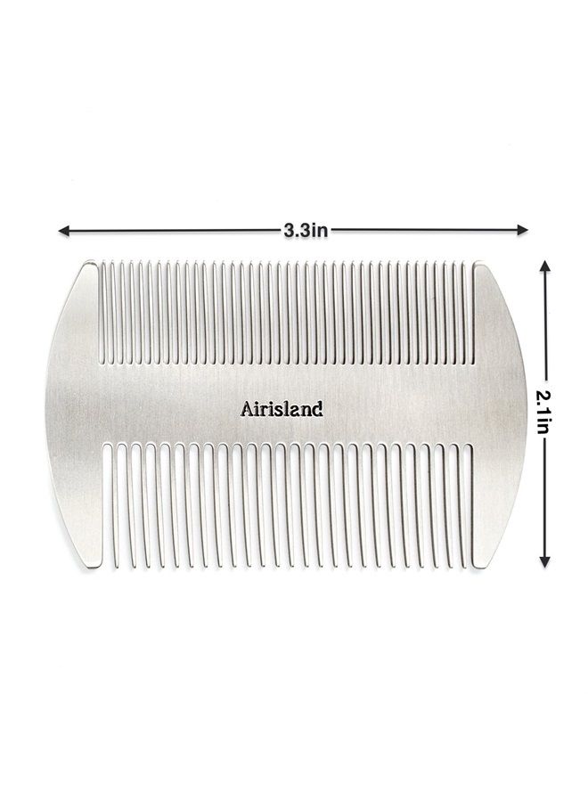 Airisland Dual Action Stainless Steel EDC Credit Card Size Comb Wallet Comb Pocket Comb Anti-Static Hair Comb Beard Mustache Comb for Man - Image 2