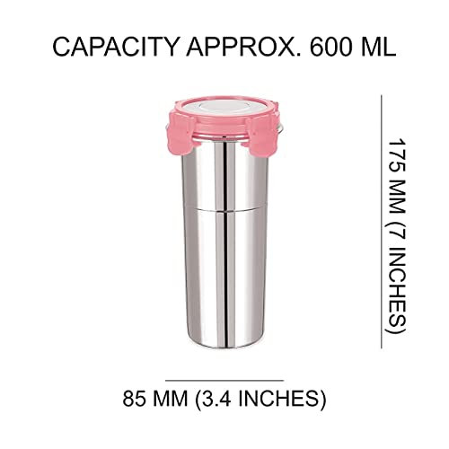 Black Olive Stainless Steel Fusion Tumbler Glass, Click N Seal Leak-Proof Glass for Buttermilk & Juice, Rust-Free Multipurpose Airtight Liquid Container with Locking Lid (Multicolor-600 ML-1 PCS) - Image 2