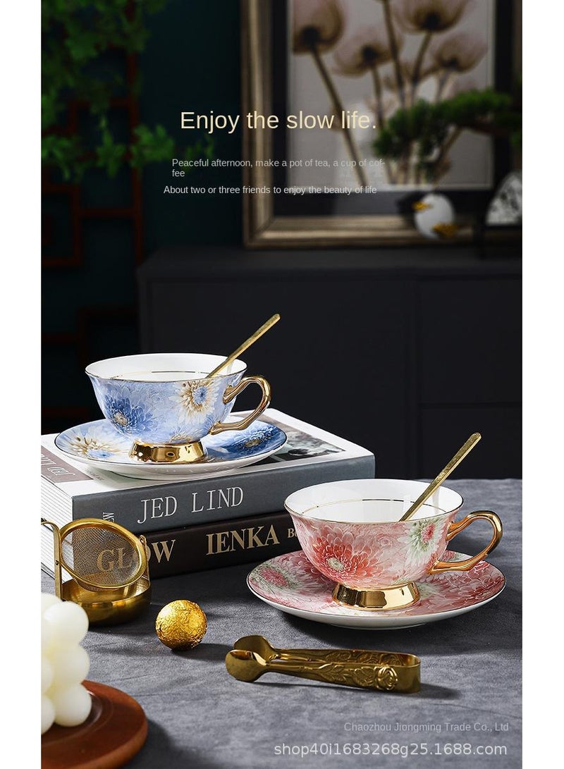 Y&D European style full color peony bone china coffee cup, ceramic plate, ceramic water cup, Coffee Cups, Tea Cup Set,  Porcelain Tea Set, Latte Cupsexquisite gift box tea cup set  - Image 2
