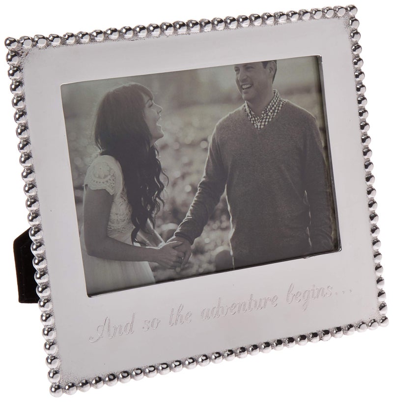MARIPOSA AND SO THE ADVENTURE BEGINS BEADED 5X7 FRAME | SILVER | BRILLANTE | FRAMES | STATEMENT FRAMES | RECYCLED SANDCAST ALUMINUM | HANDMADE IN MEXICO - Image 1
