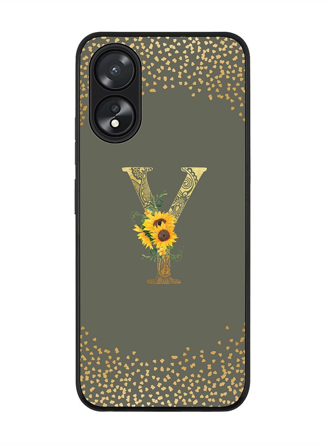 Stylizedd Case for Oppo A18 / Oppo A38, Slim fit Flexible Cover Custom Monogram Initial Letter Floral Mandala Pattern Alphabet - Y (Olive Green) - Image 1