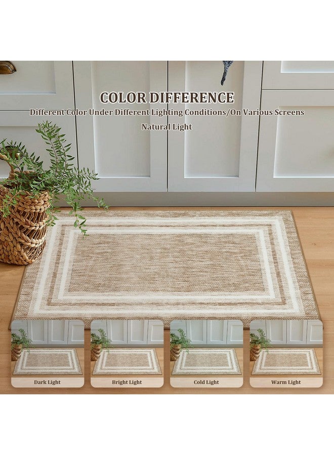 OJIA Modern Bordered Kitchen Rugs Non Slip Washable, Printed 2'x3' Entryway Rug Thin Soft Small Area Rug Indoor Door Mat Non-Shedding Throw Carpet Bathroom Runner for Bedside Bedroom - Image 5