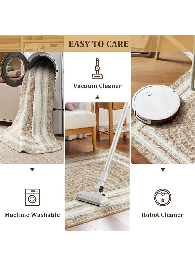 OJIA Modern Bordered Kitchen Rugs Non Slip Washable, Printed 2'x3' Entryway Rug Thin Soft Small Area Rug Indoor Door Mat Non-Shedding Throw Carpet Bathroom Runner for Bedside Bedroom - Image 4