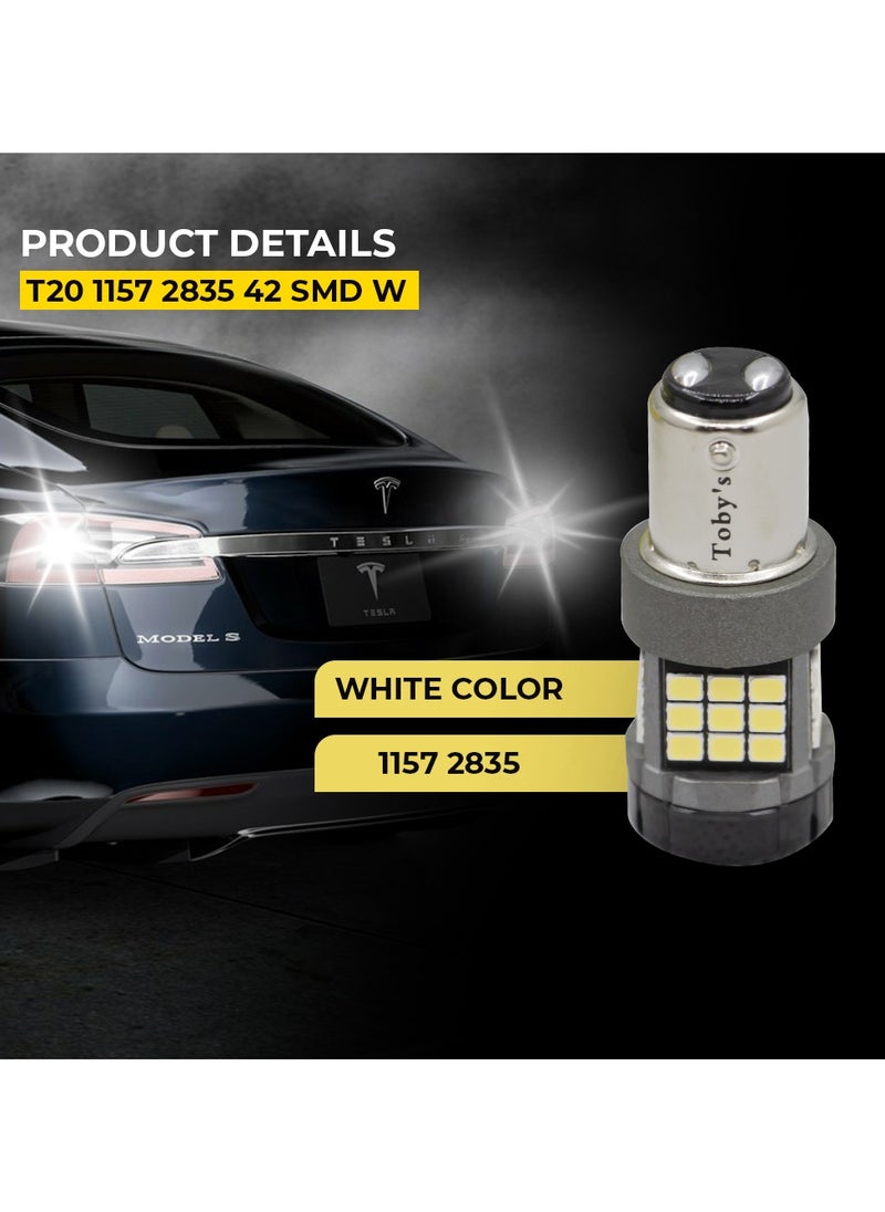 Toby's Toby's Super Bright Power T20 1157 42SMD LED Bulbs with 2835 Chip replacement for Back Up Reverse Brake Lights (White)  - Image 2