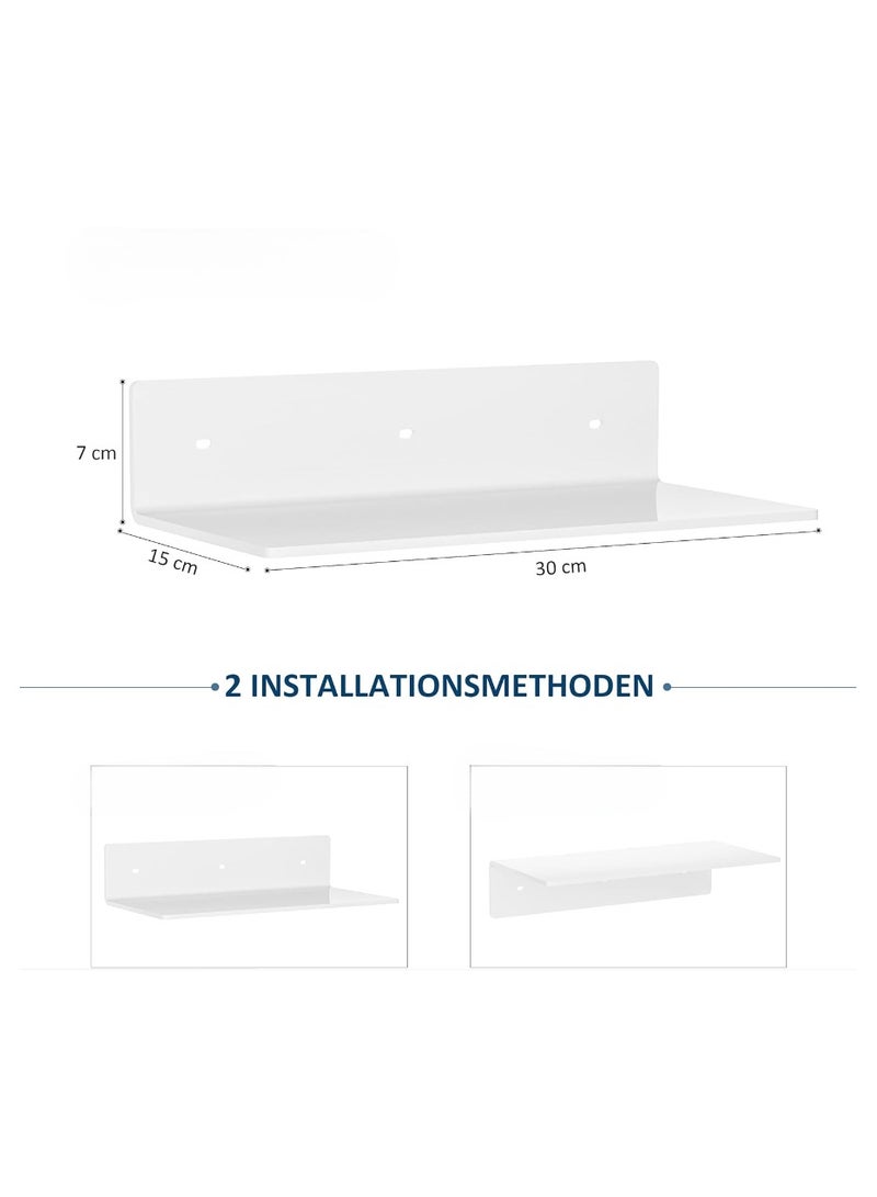 TPGP 30 cm White Acrylic Wall Shelves, Set of 2, White Floating Shelf, Wall Mounted Shelves for Funko Pop Shelves, Smart Speakers, Plants, Picture Frame, Digital Clock  - Image 5