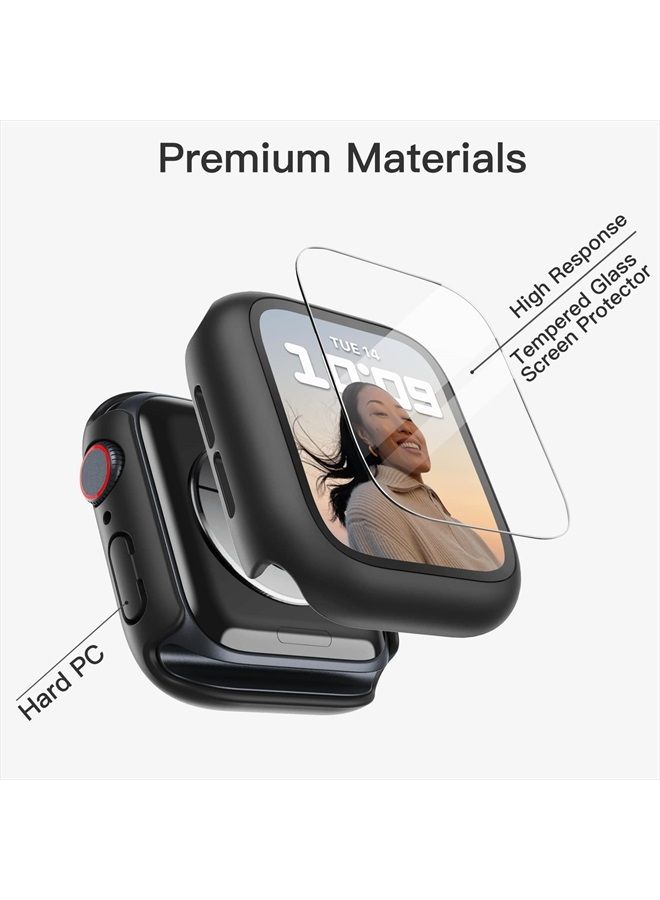 Jetech Case with Screen Protector Compatible with Apple Watch Series 8 7 41mm, Overall Protective Cover, Built-in Tempered Glass Film High Sensitivity, 2 Pack (Black) - Image 2