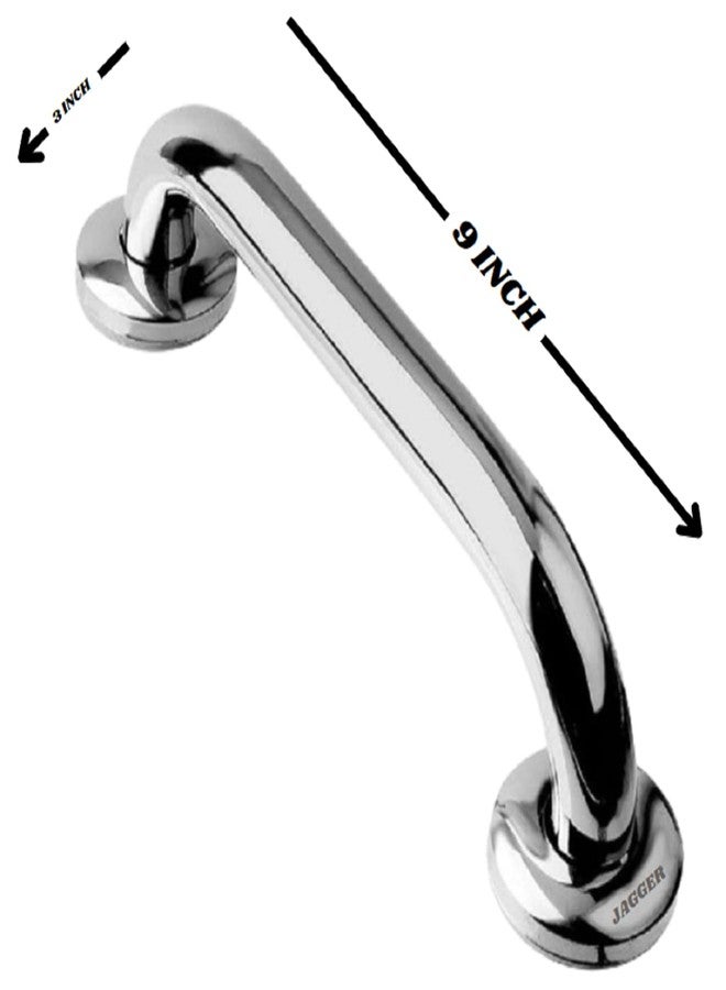 PEFKO PFK057 Stainless Steel Wall Mounted Grab Bar, Towel Bar, Bathtub Rails, Safety Hand Support Balance Handle Bars, Bathroom Accessories for Home, Hotel (Silver [ Combo Pack of 2 ], 9 INCH) - Image 2