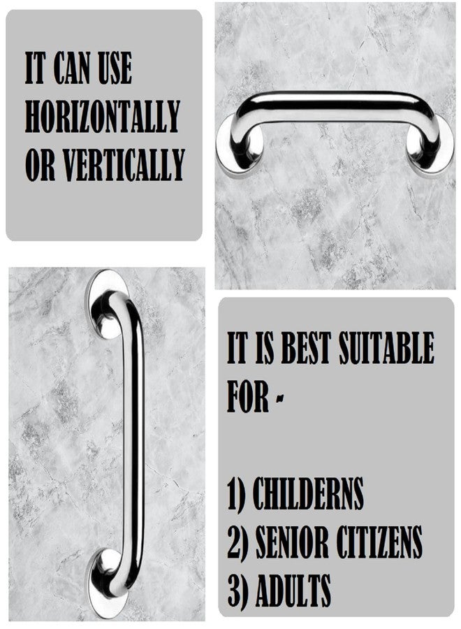 PEFKO PFK057 Stainless Steel Wall Mounted Grab Bar, Towel Bar, Bathtub Rails, Safety Hand Support Balance Handle Bars, Bathroom Accessories for Home, Hotel (Silver [ Combo Pack of 2 ], 9 INCH) - Image 3