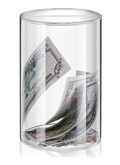 Acrylic Piggy Bank for Adults & Kids to Saving Money Cash Coin, Must Break to Open Clear Round (20x13cm)
