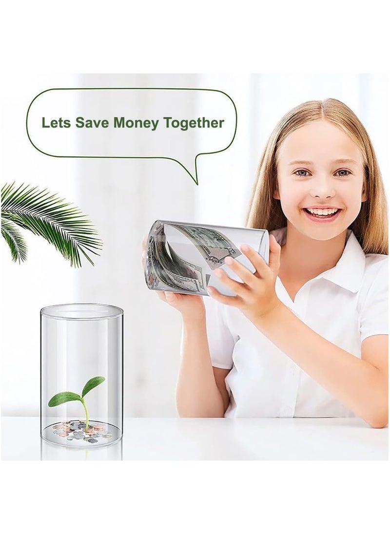 VITION Acrylic Piggy Bank for Adults & Kids to Saving Money Cash Coin, Must Break to Open Clear Round (20x13cm)  - Image 3