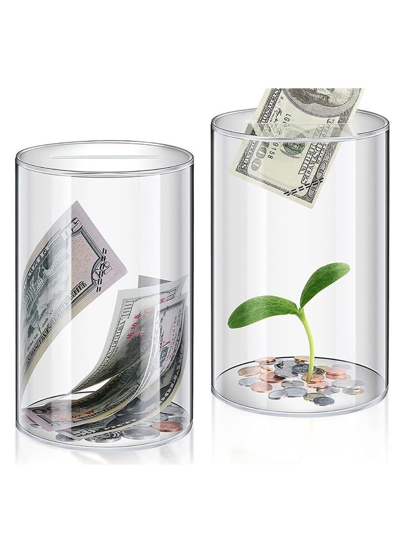 VITION Acrylic Piggy Bank for Adults & Kids to Saving Money Cash Coin, Must Break to Open Clear Round (20x13cm)  - Image 4